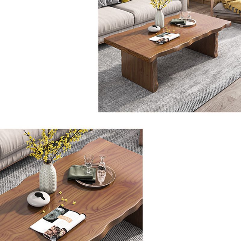 Table basse rectangulaire en bois massif, table basse luge marron foncé