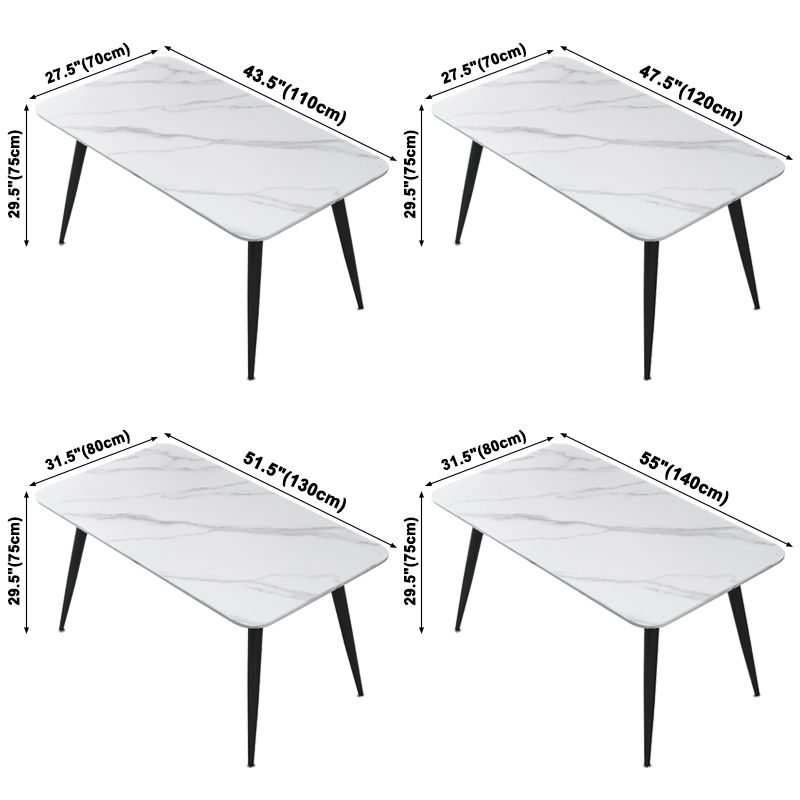 Modern Rectangle Shape White Dining Table Sintered Stone Dining Table with 4 Legs Base Clearhalo ' dining_table' 'Dining Tables & Seating' 'Dining Tables' 'furn' 'furn_dining_table' 'Furniture' 'furniture_dining_table' 'Kitchen & Dining Furniture' 'kitchen&dining_furn' 'kitchen' 'kitchen_dining_table' 1200x1200_72b0b40b-3adb-4154-8edb-d5f5c8158171
