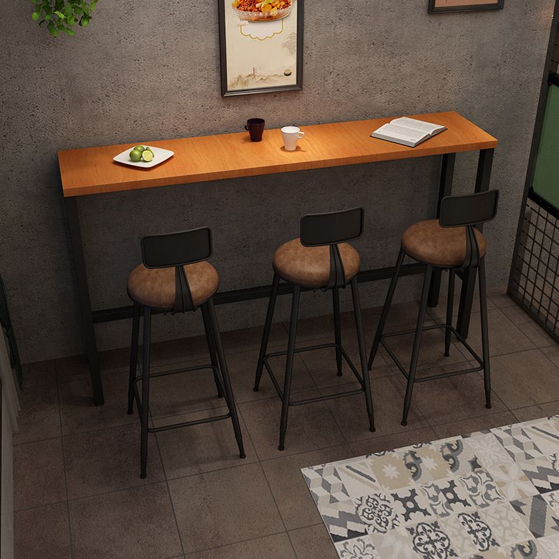 Rectangle industriel Table de table en bois massif en bois 1/3/4 Pièces Table de comptoir avec tabourets hauts
