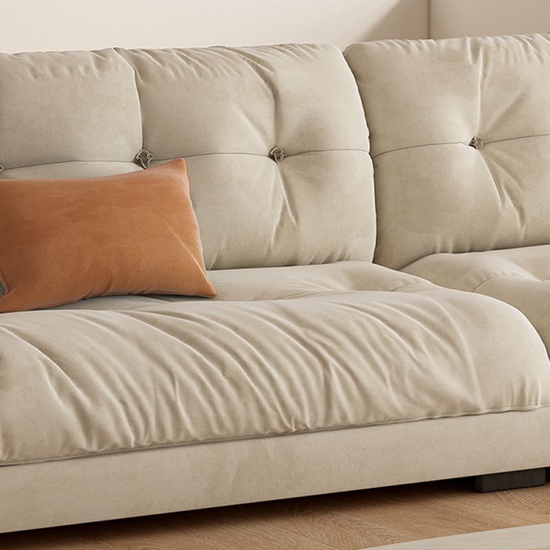 モダンなオフホワイトファブリックソファ枕トップアームボーナスルームのラブシートをリクライニングする