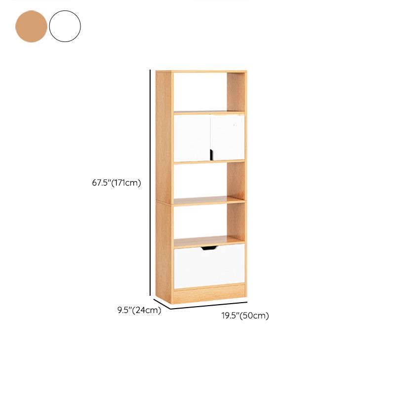 Engineered Wood Standard Bookshelf Modern Open Back Bookcase with Drawers