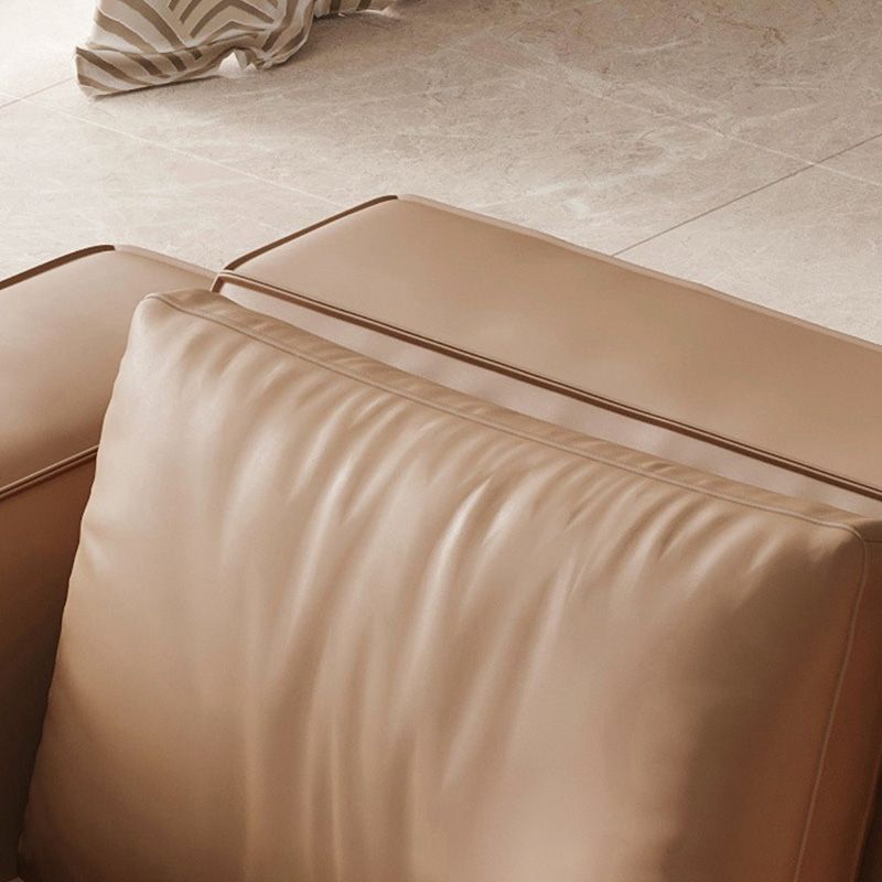 Sofá de brazo cuadrado de cuero marrón genuino estilo moderno para sala de bonificación