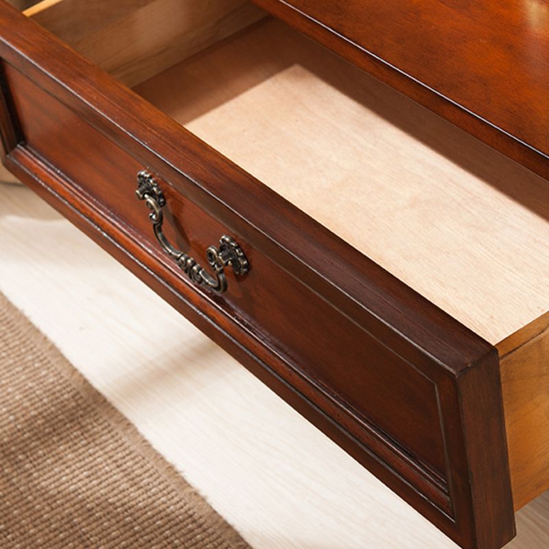 Mid-Century Modern Accent Chest with Shelves Wood Rectangle Chest