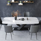Stone Top Dining Table Rectangle Dining Table with Pedestal for Kitchen