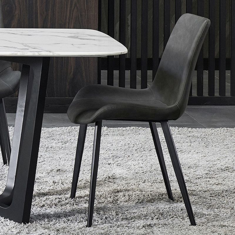 Contemporary Design Leather Dining Chairs Solid Back Armless Side Chairs Clearhalo ' kitchen&dining_furn' 'Dining Chairs' 'Dining Tables & Seating' 'dining_chair' 'furn' 'furn_dining_chair' 'Furniture' 'furniture_dining_chair' 'Kitchen & Dining Furniture' 'kitchen' 1200x1200_72b58ef6-f908-48ff-9b11-0903dccf8830