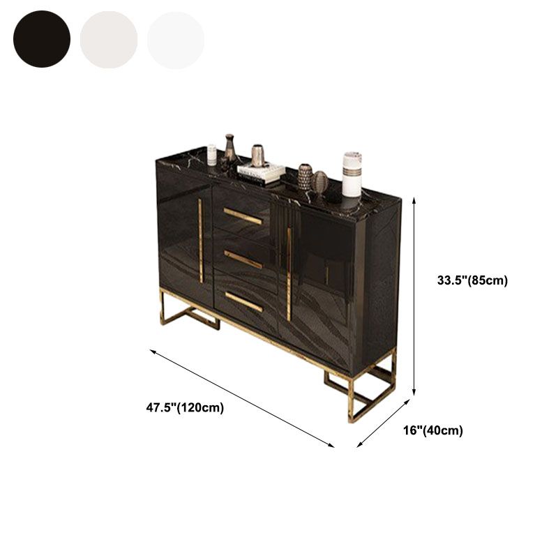 Glam Style Buffet Sideboard Stone Top Server with Door and Drawer Clearhalo 'buffet_sideboard' 'Buffets & Sideboards' 'furn' 'furn_buffet_sideboard' 'Furniture' 'Kitchen & Dining Furniture' 1200x1200_72b62b66-bc3b-4e6a-8990-c956977ac96c