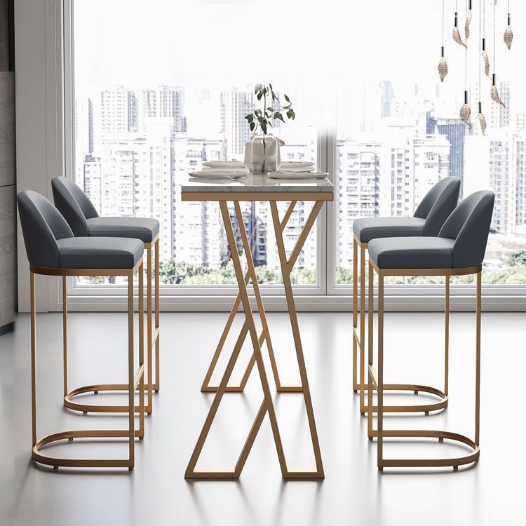 Rectangle Metal Base Bar Table Glam Sintered Stone Top Bistro Bar Table Clearhalo 'Bar Furniture' 'Bar Tables' 'bar_tables' 'furn' 'furn_bar_tables' 'Furniture' 'Kitchen & Dining Furniture' 1200x1200_72b97468-f07d-4655-ad03-e5120bdae35a