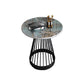 21.6"H Modern Metal Frame Base Slate Round Coffee Table End Table