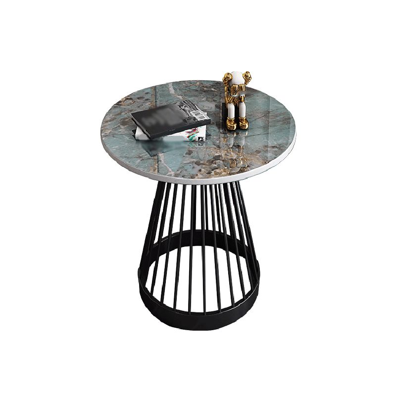21.6"H Modern Metal Frame Base Slate Round Coffee Table End Table