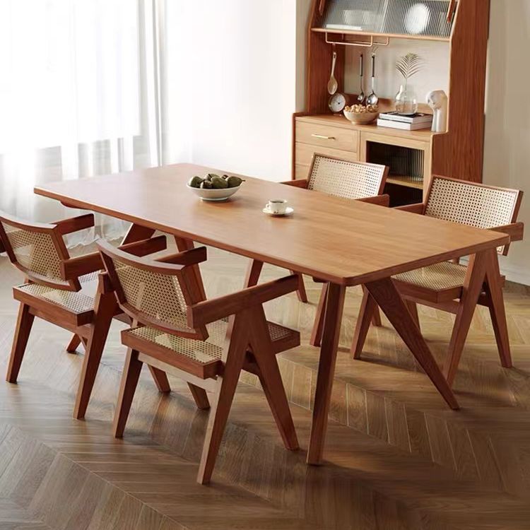Rectangle Solid Wood Fixed Table Mid-Century Solid Wood Dining Room Table Clearhalo 'Dining Tables & Seating' 'Dining Tables' 'dining_table' 'furn' 'furn_dining_table' 'Furniture' 'Kitchen & Dining Furniture' 1200x1200_72ba683f-850c-4218-9b70-4c0996b0c125