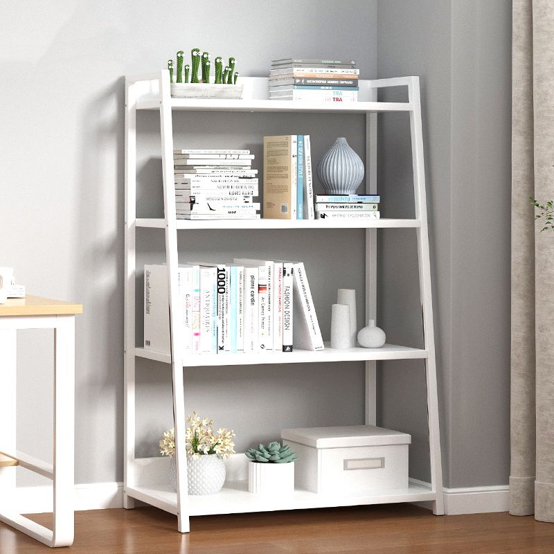 Modern Home Steel Book Shelf Ladder 12"W Matte Finish Bookcase Clearhalo 'Bookcases' 'furn' 'furn_bookcases' 'Furniture' 'Office Furniture' 1200x1200_72ba8ddf-50f0-4c93-8354-0d5bfcd692a9