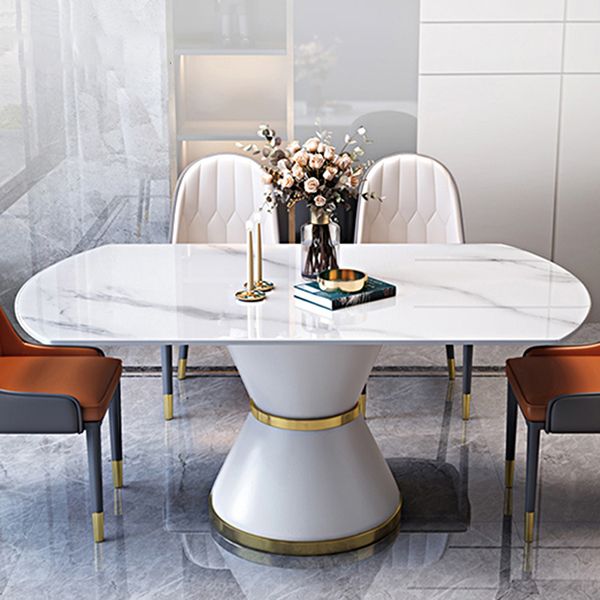 Luxury Round White Stone Top Dining Table with White & Gold Pedestal Clearhalo 'Dining Tables & Seating' 'Dining Tables' 'dining_table' 'furn' 'furn_dining_table' 'Furniture' 'Kitchen & Dining Furniture' 1200x1200_72bc7762-f1f2-4b34-bcd0-a01da8cda4d8