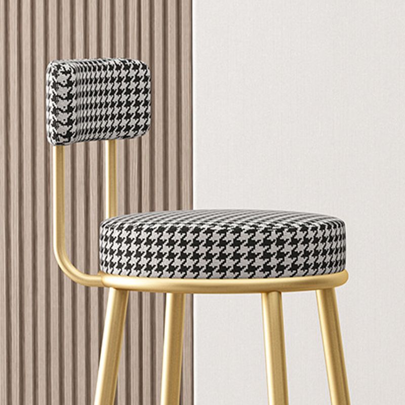 Scandinavian Round Seat Counter Stool Low Back Fabric Bar Stools Clearhalo 'Bar Furniture' 'Bar Stools' 'bar_stools' 'furn' 'furn_bar_stools' 'Furniture' 'Kitchen & Dining Furniture' 1200x1200_72bd00f3-a2e4-40b3-a96a-2bcbcf1f076b