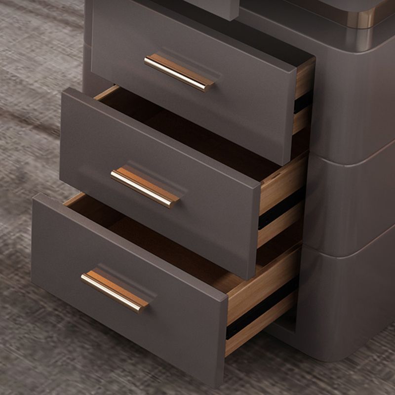 Grey Office Desk Mirrored Rectangular Drawers Storage Desk with Metal Leg Clearhalo 'furn' 'furn_office_desk' 'Furniture' 'Office Desks' 'Office Furniture' 'office_desk' 1200x1200_72be7e13-51e8-4ac0-8f10-fe8a6e097b67