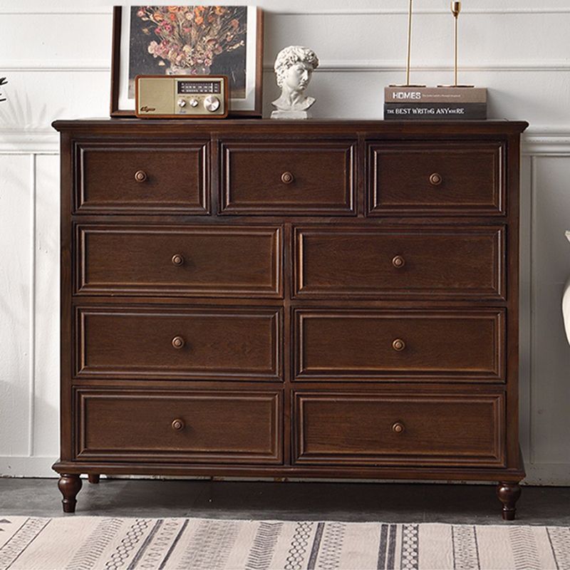 Commode de rangement en bois massif, commode traditionnelle avec tiroirs