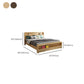 Storage Solid Wood Panel Bed Rubberwood Standard Bed with Headboard
