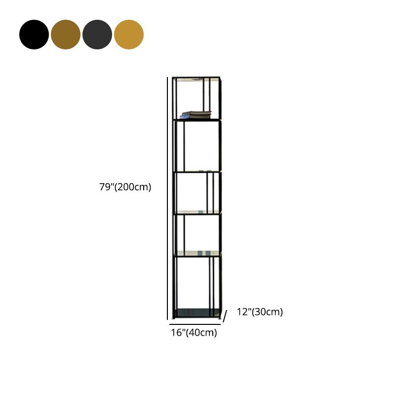Industrial Vertical Open Etagere Bookshelf Iron Frame Glass Shelf Bookshelf Clearhalo 'Bookcases' 'furn' 'furn_bookcases' 'Furniture' 'furniture_bookcases' 'kitchen' 'kitchen_bookcases' 'Living Room Furniture' 'Office Furniture' 1200x1200_72c129b1-60fc-418e-8d66-f659bf6570fc