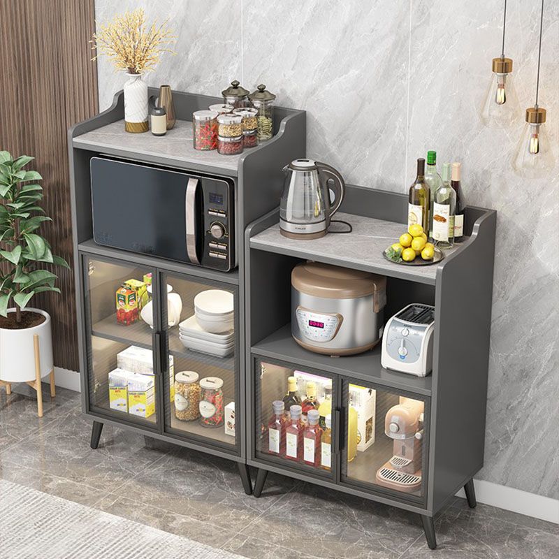 Server da pranzo in pietra glam Sideboard interno grigio con porte di vetro