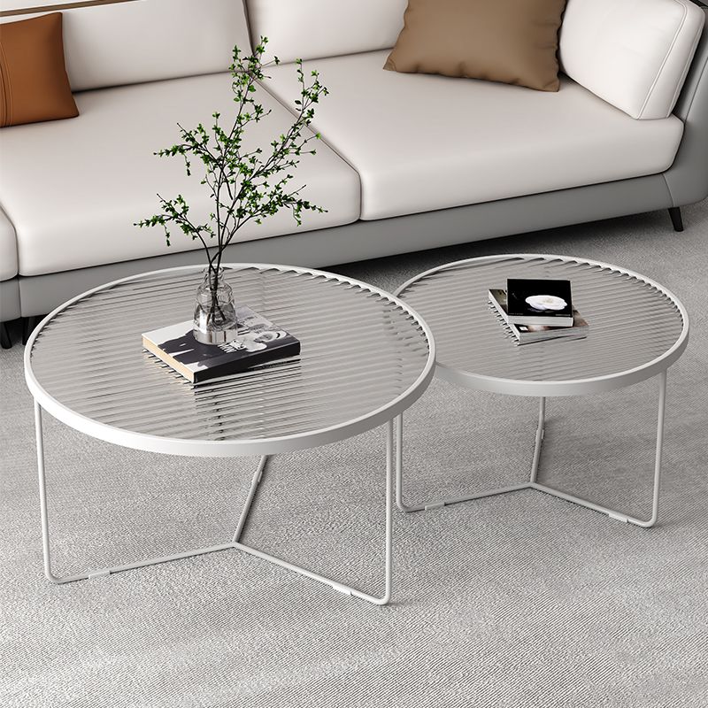 Contemporary Coffee Table Set Glass Round 2-Piece Coffee Cocktail Table Clearhalo 'Coffee & Accent Tables' 'Coffee Tables' 'coffee_tables' 'furn' 'furn_coffee_tables' 'Furniture' 'Living Room Furniture' 1200x1200_72c35f58-ccf7-4d64-84ce-c853b9187047