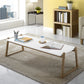 Mesa de centro rectangular contemporánea con tapa, mesa de cóctel con trineo de madera
