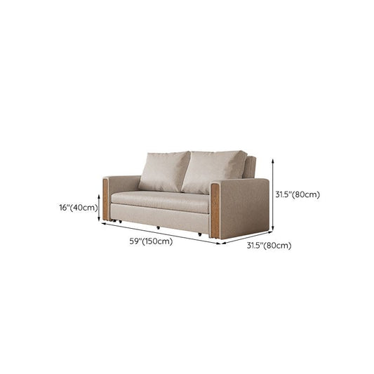Leather Square Arm Sofa Bed Solid Color Storage Sofa Bed for Apartment