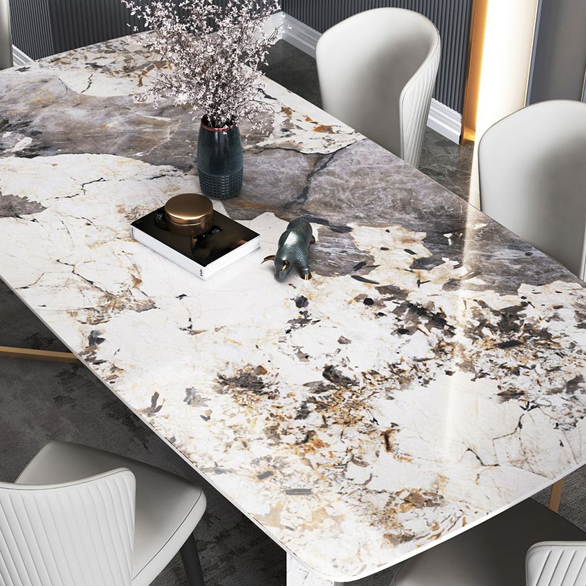 Minimalist Gray Sintered Stone Dining Table Rectangle Standard Dining Table with Sled Base Clearhalo ' dining_table' 'Dining Tables & Seating' 'Dining Tables' 'furn' 'furn_dining_table' 'Furniture' 'furniture_dining_table' 'Kitchen & Dining Furniture' 'kitchen&dining_furn' 'kitchen' 'kitchen_dining_table' 1200x1200_72c4fe9c-1a98-4111-8753-5116280aea07