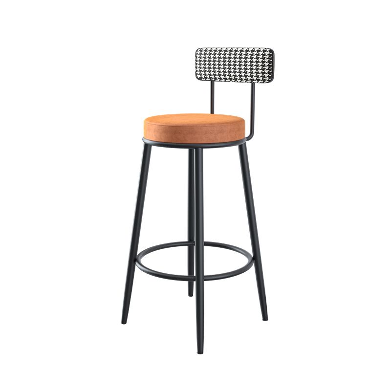 Modern Armless Backrest Counter Stool Iron Household Bar Stool with Cushion and Pedal Clearhalo 'Bar Furniture' 'Bar Stools' 'bar_stools' 'furn' 'furn_bar_stools' 'furniture_bar_stools' 'Kitchen & Dining Furniture' 'kitchen&dining_furn' 'kitchen' 'kitchen_furn' Furniture' 1200x1200_72c5aebd-9a52-4525-957a-0ff6e6265c7b