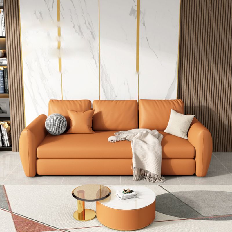 Fausse cuir en cuir carré bras canapé de lit contemporain en marron