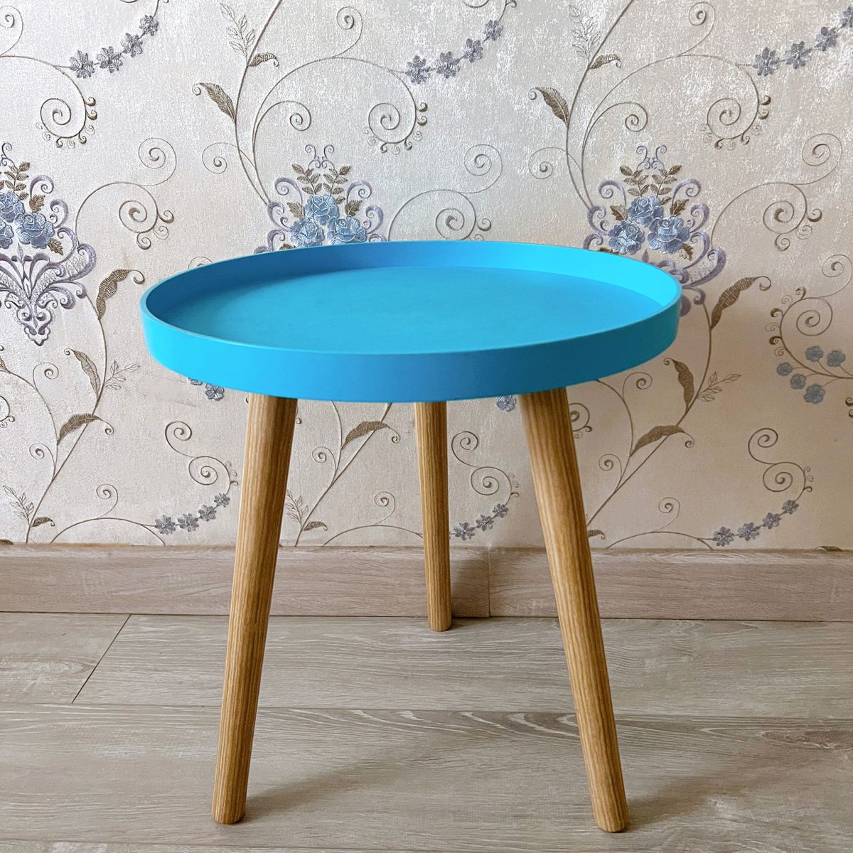 11.75 inch Wide Scandinavian Sofa Side Accent Table Tri Pin Round Side End Table