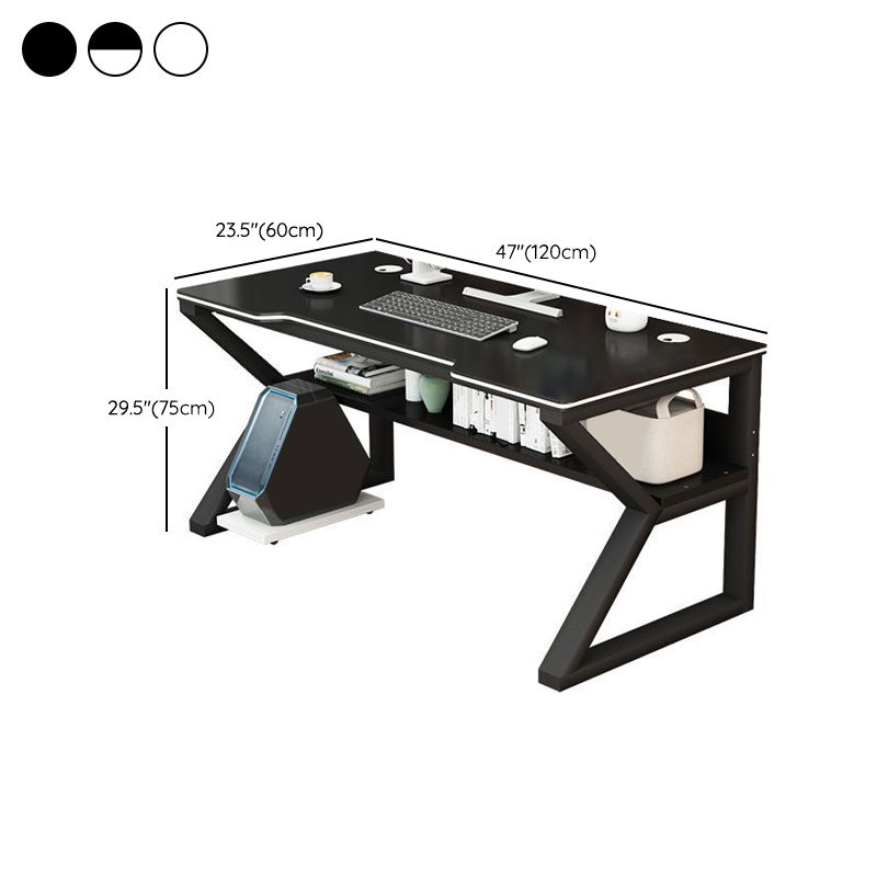 Contemporary Wooden Office Desk Antique Finish Gaming Desk with Metal Legs Clearhalo 'furn' 'furn_office_desk' 'Furniture' 'Office Desks' 'Office Furniture' 'office_desk' 1200x1200_72c75808-7001-44a3-9cde-c28451fec0bf