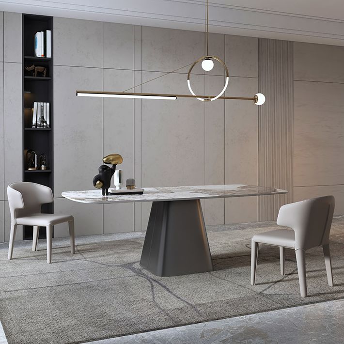 Metal Traditional Luxury Table Rectangle Sintered Stone Dining Table with Pedestal Base Clearhalo ' dining_table' 'Dining Tables & Seating' 'Dining Tables' 'furn' 'furn_dining_table' 'Furniture' 'furniture_dining_table' 'Kitchen & Dining Furniture' 'kitchen&dining_furn' 'kitchen' 'kitchen_dining_table' 1200x1200_72c9dcde-facd-43d0-9da5-8f5f5b95ab05