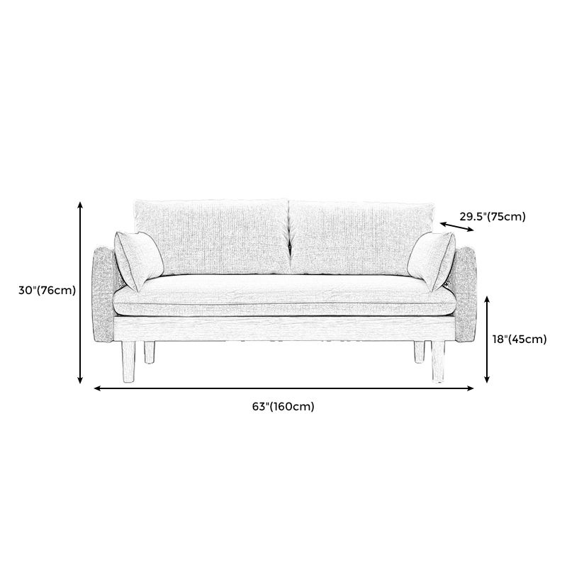Fabric Grey 3-seat Square Arm Sofa Nordic with 2 Pillows Loveseat Clearhalo 'furn' 'furn_sofas' 'Furniture' 'furniture_sofas' 'kitchen' 'kitchen_sofas' 'Living Room Furniture' 'Sofa' 'sofas' 1200x1200_72ca4b85-e3c3-4a8a-96e7-ae209438b268