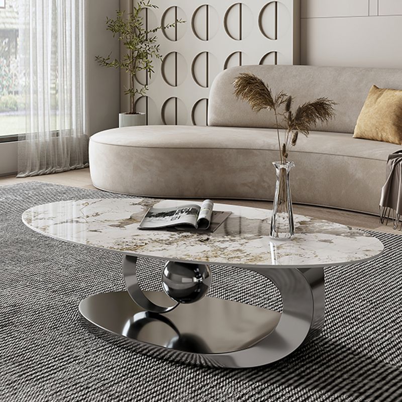 Tavolino top in ardesia glam astratto tavolo da cocktail di caffè ovale