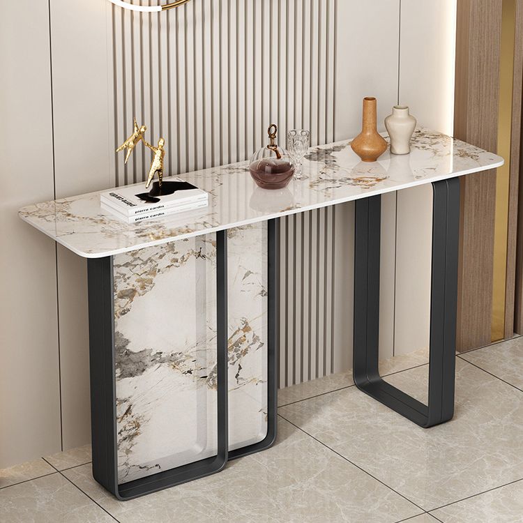 12 inch Wide Accent Table Rectangle Shape Stone Console Table for Hall Clearhalo 'Console Tables' 'console_tables' 'Entry & Mudroom Furniture' 'furn' 'furn_console_tables' 'Furniture' 1200x1200_72ce5367-b08f-4e4c-b0c2-2f622759876d