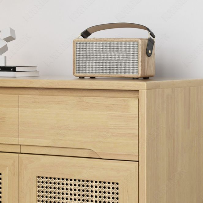 Cabinet d'accent contemporain avec tiroirs et portes en bois massif