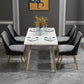 Table à manger rectangulaire à base dorée, Table glamour en Faux marbre pour la maison
