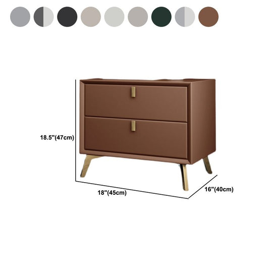 Faux Leder Nachttisch Glam 2-Drawer Storage Massivholz Nachttisch mit Beinen