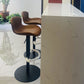 Contemporary Adjustable Height Barstool Faux Leather Swivel Bar Stools