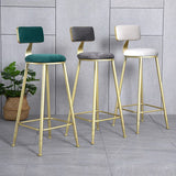 Taburete de respaldo de respaldo sin brazo de glamour taburete de barra de cocina de hierro con pedal y cojín