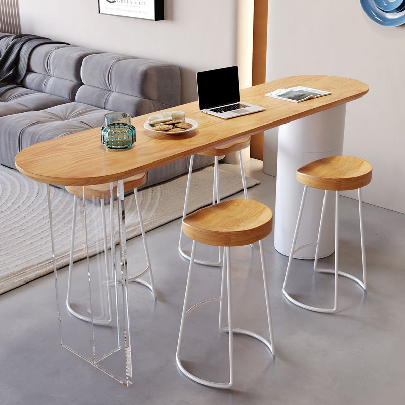 Eigentijdse massief houten top ovale bar eettafel voor woonkamer