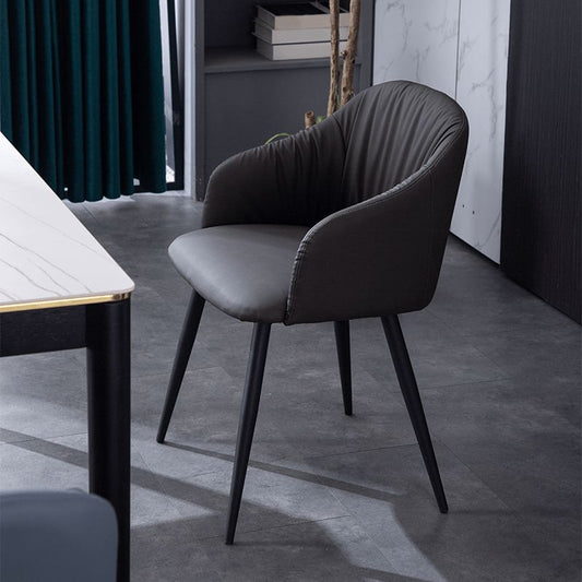 Industriële faux lederen eetkamerstoel gestoffeerde tankstoel met metalen benen