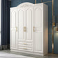 Engineered Wood Armoire Glam White Wardrobe Cabinet with 2 Drawers