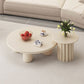 Table basse ou table d'appoint moderne en bois artificiel, ronde, beige