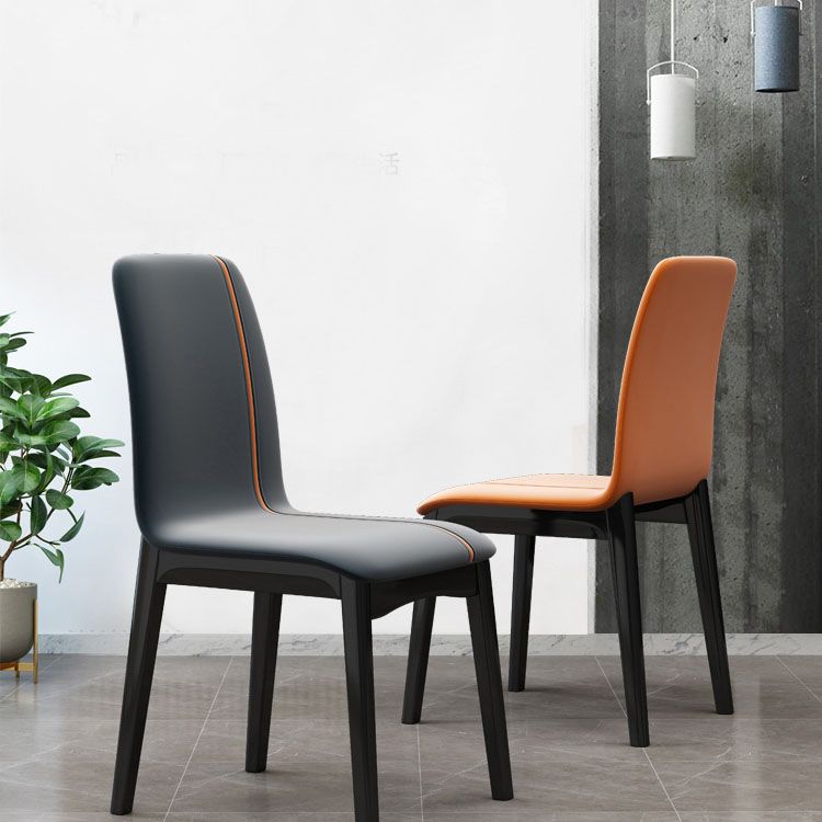 Contemporary Faux Leather Dining Chairs Solid Back Armless Dining Chair Clearhalo ' kitchen&dining_furn' 'Dining Chairs' 'Dining Tables & Seating' 'dining_chair' 'furn' 'furn_dining_chair' 'Furniture' 'furniture_dining_chair' 'Kitchen & Dining Furniture' 'kitchen' 1200x1200_72dad154-b988-4434-b9ad-2f3860c4ac46