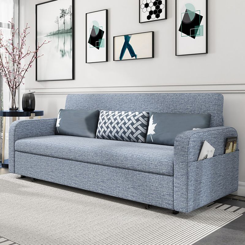 Tight Back Contemporary Square Arm Cotton Blend Sofa Bed in Grey Clearhalo 'furn' 'furn_sofas' 'Furniture' 'furniture_sofas' 'Living Room Furniture' 'Sofa' 'sofas' 1200x1200_72db4ad0-375b-4326-a315-a3f8ad36d38a
