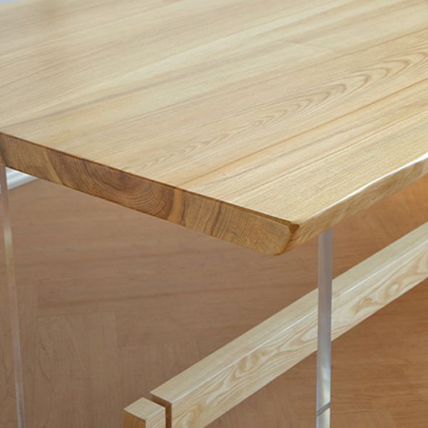 Rectangle Transparent Base Dining Table Modern Pine Wood Table for Living Room Clearhalo 'Dining Tables & Seating' 'Dining Tables' 'dining_table' 'furn' 'furn_dining_table' 'Furniture' 'Kitchen & Dining Furniture' 1200x1200_72db9b50-402f-4889-92bc-958bcf9c1a9f