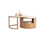 Round Coffee Table Frame Nesting Coffee Table Set with Storage Shelf