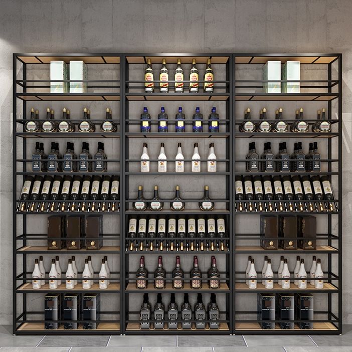 Botella de piso contemporánea Rack de vino Black Metal Suportador con estante