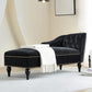 Modern Velvet Upholstered Cushioned One Armed Chaise Lounge with Nailhead Trim