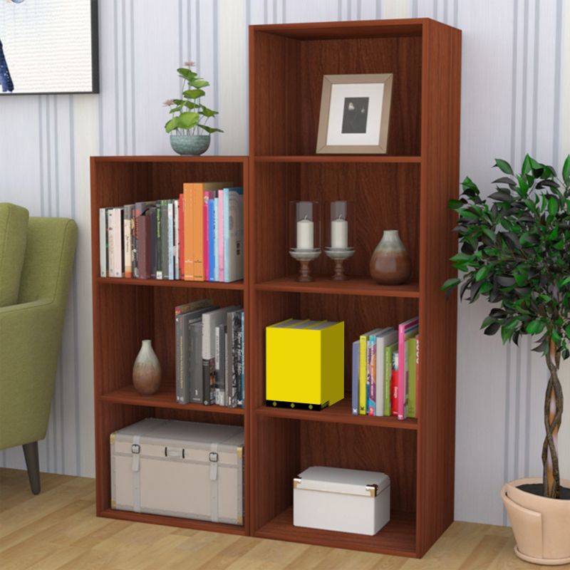 Moderne verticale gesloten achterste plank boekenkast hoek Engineered houten boekplank voor thuis